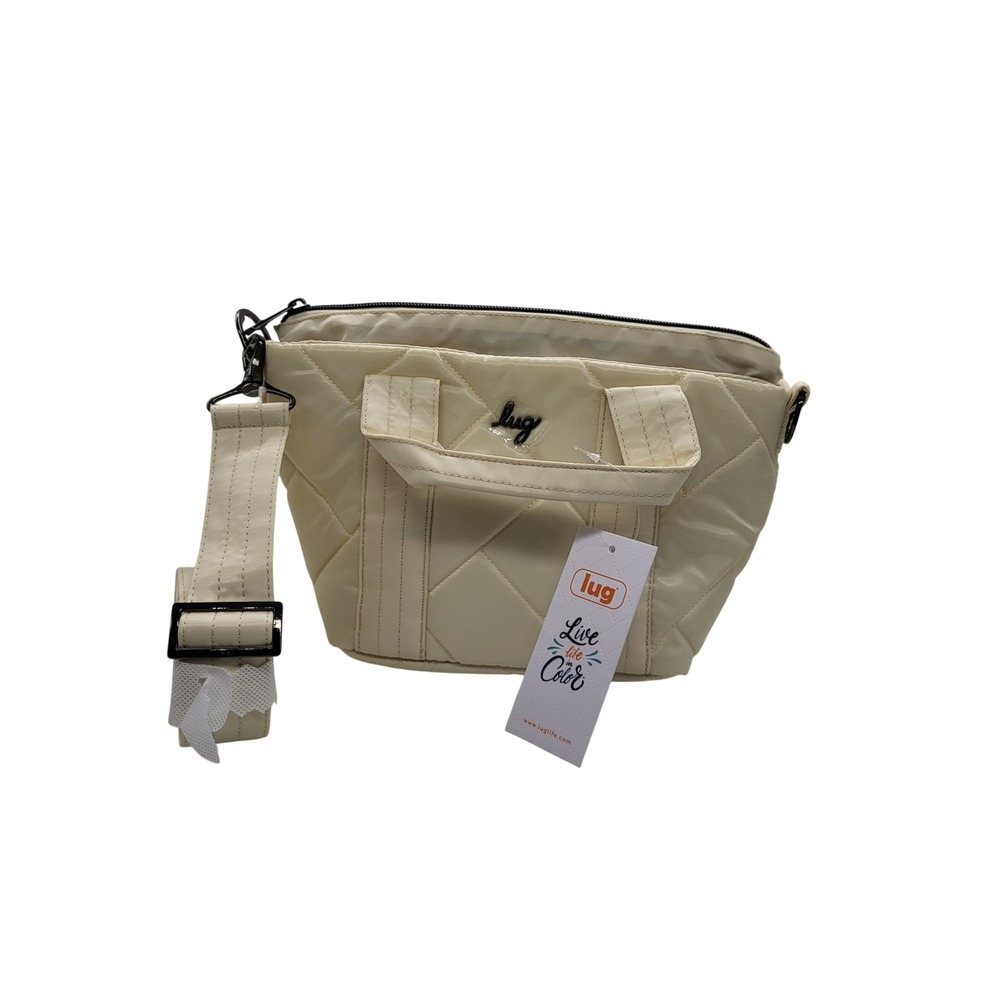 Lug Dory Mini Cream Quilted Crossbody Tote Bag Pockets NEW Minimalist Casual